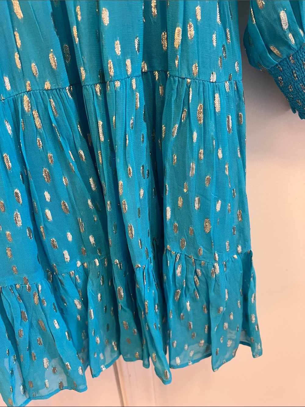 Lilly Pulitzer size 12 Heline Ruffed dress in Turquoise Excellent condition - Picture 5 of 6